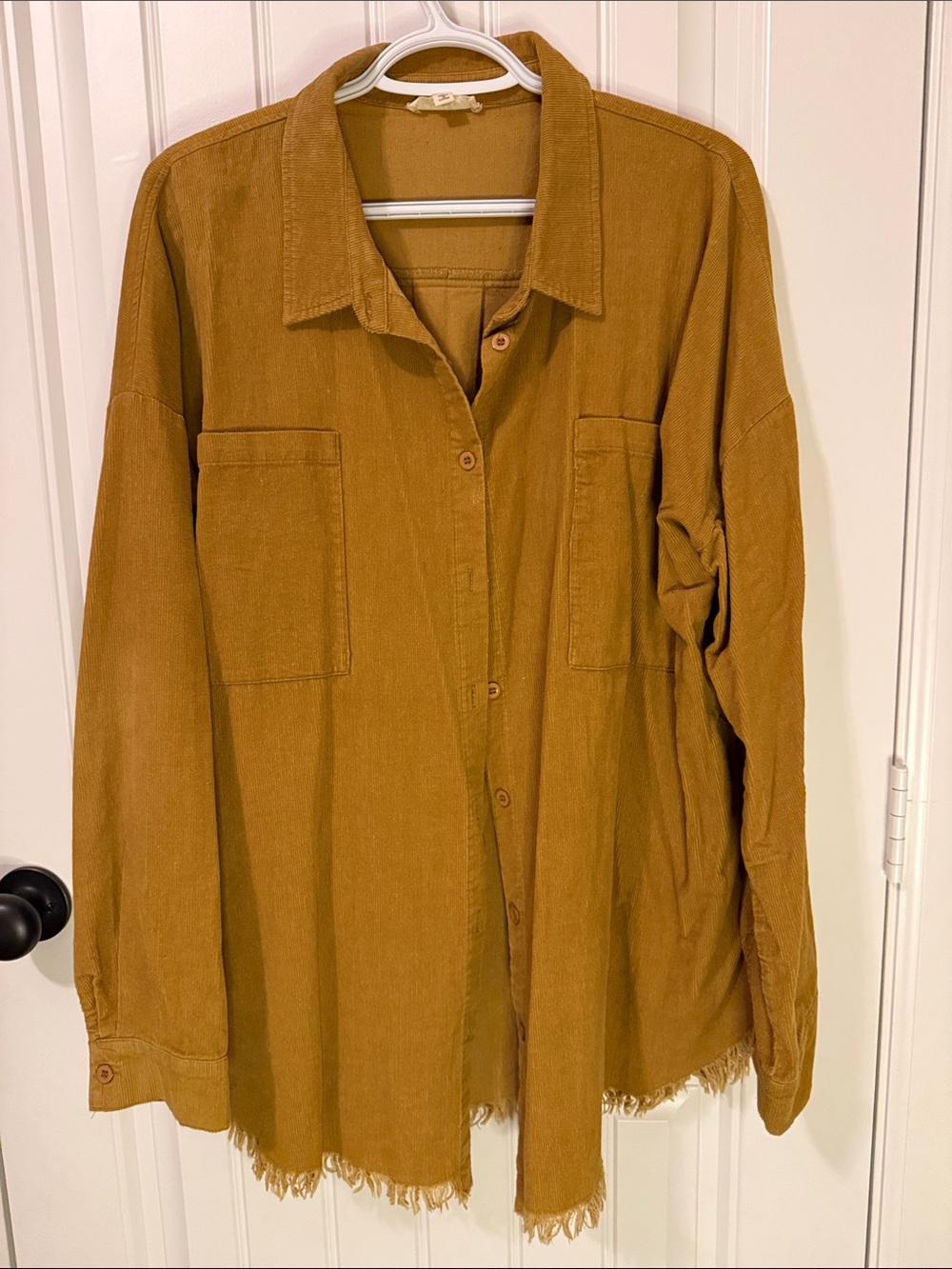 easel Mustard Button-Down Shirt Jacket